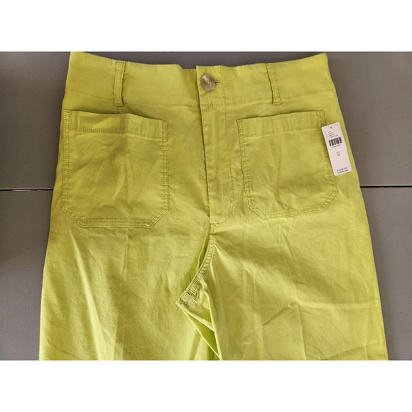 NWD Anthropologie Maeve The Colette Wide Leg Crop Pants Size 31 CHARTREUSE - Picture 8 of 13